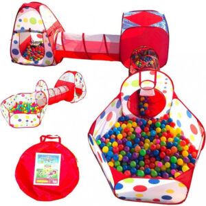 Playz Kids Tent Crawl Tunnel And Ball Pit With Basketball Hoop Playhouse